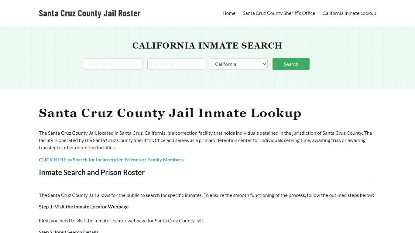Santa Cruz County Jail Roster Lookup, CA, Inmate Search